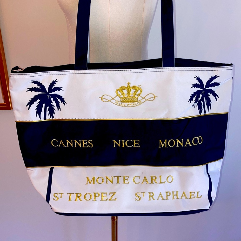 Beach French Riviera ‘Cannes Nice Monaco’ Summer Nylon Tote Bag
